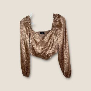 Milk & Honey Cropped Corset Top Leopard Print Large